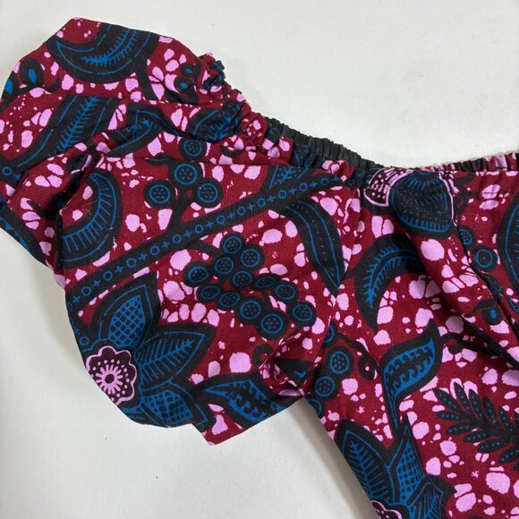 Öfuurë African Print Floral Smocked Puff Sleeve Crop Top Size S/M - Picture 2 of 6